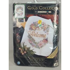 Dimensions Gold Collection Holiday Harmony Quilt Stamped Cross Stitch Kit 8694